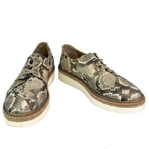 Steve Madden Monterey Oxford Lace Tie Snake Print Faux Leather Women's Sz 8M